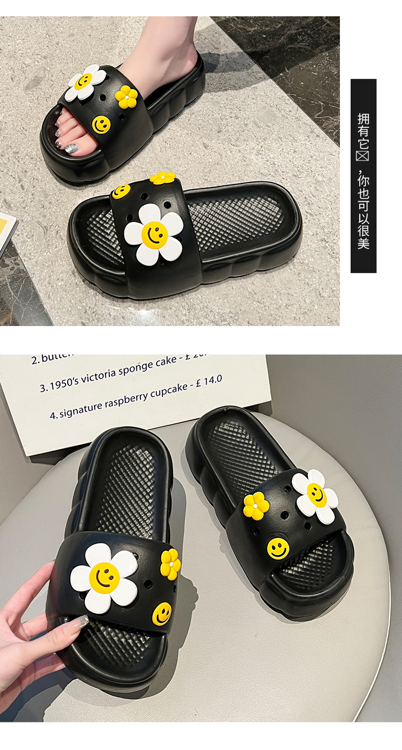 Girls Floral Slippers Thick Soles Non-slip Fashion Flat Sandals Outdoor EVA Slipper Women