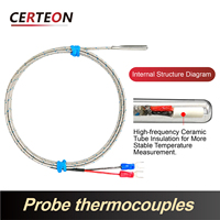 Probe Termokopel Tipe K Tipe E Presisi Tinggi 0‑400°C 0‑600°C Sensor Suhu Baja Tahan Karat probe termokopel