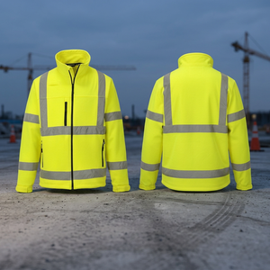 Chaqueta de Forro Polar de Alta Visibilidad para Hombre, con Rayas Reflectantes, Cortavientos, con Capucha, Estilo Ropa de Trabajo, para Invierno - Product Image 2