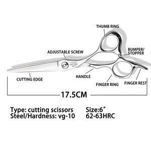 Ciseaux professionnels ALBERS pour couper et effiler les cheveux, 6,5 pouces, acier japonais VG10 de haute qualité, lame pointue, poignée ergonomique - Product Image 4