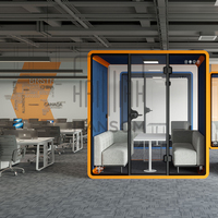 Cabine de bureau insonorisée modulaire et mobile, installation facile, pour 4 personnes, en vente, cabine téléphonique insonorisée, cabine de bureau acoustique