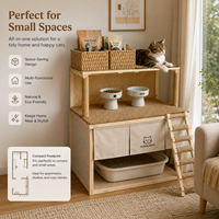 Vente directe d'usine - Table à manger intégrée en bois massif luxueuse pour chats, antidérapante, adaptée aux petits espaces, meubles pour animaux de compagnie