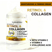 Crème hydratante raffermissante au rétinol et au collagène avec vitamine C, E, acide hyaluronique et extrait de Centella Asiatica pour le soin quotidien jour et nuit