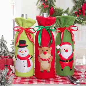 Funda Ecológica Personalizada para Botella de Vino Navideña con Cordón, Decoraciones de Muñeco de Nieve y Copos de Nieve para Bodas, Fiestas, Regalo Navideño - Product Image 5