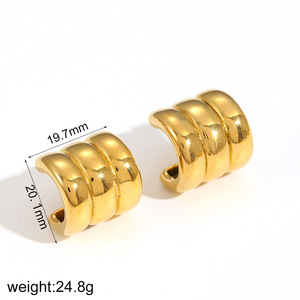 French Style <b>Titanium</b> Steel C Shape <b>Stud</b> Earrings 18K Gold Stainless Steel Geometric Design For Women Everyday Wear - Product Image 5