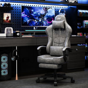 Silla Gaming con Reposapiés Ergonómica Gamingstoel PC Silla con Reposacabezas Soporte Lumbar, Cuero PU Altura Ajustable 360 ° Giratorio - Product Image 1