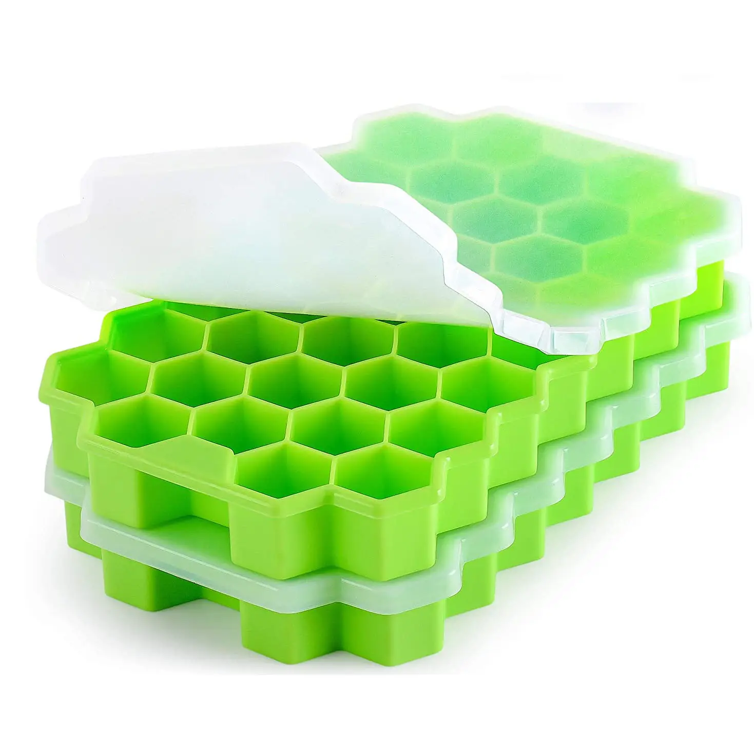 honeycomb style 37 cave easy release silicone ice cube tray ice mold with covering