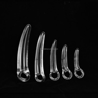 Ensemble de dilatateurs anaux en TPE transparent de 5 tailles avec anneau de maintien, vente en gros, entraîneur de plancher pelvien en forme de croissant souple pour femmes