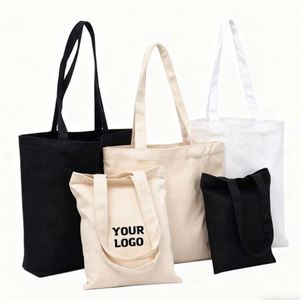 Sac fourre-tout en toile personnalisé avec logo, idéal pour les courses et les cadeaux promotionnels - Product Image 1