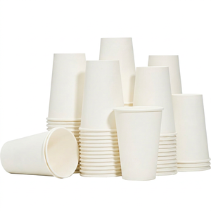 Gobelets en papier biodégradables à paroi simple de haute qualité avec logo personnalisé et couvercles pour vin, café, thé, utilisation aérienne et crème glacée - Product Image 1
