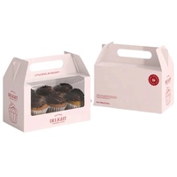 Boîtes à Anse à Pignon Personnalisées pour Mariage, Emballage de Boîte à Cupcakes en Carton avec Fenêtre Transparente pour 2, 4 ou 6 Cupcakes