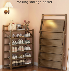 למעלה 3 tier מותאם אישית נייד אין הרכבה מתקפל עיצובים מדהים סלון עץ במבוק פנל מדפי נעליים עבור בית - Product Image 3