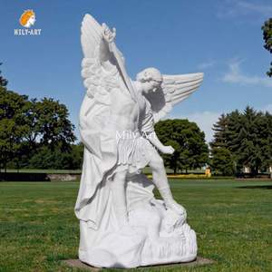 Mily Tôn Giáo phong cách cuộc sống kích thước bằng đá cẩm thạch trắng Archangel tượng đá cẩm thạch Saint Michael điêu khắc để bán - Product Image 2
