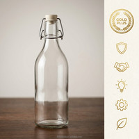 Bouteille en verre à couvercle rabattable 500 ml, hermétique, réutilisable, pour boissons gazeuses, jus, cidre, pichet