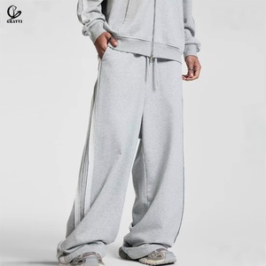 Pantalones Deportivos Anchos con Cordón en la Cintura y Rayas Laterales Personalizadas para Hombre y Mujer, Corte Holgado, Moda Urbana, Casual - Product Image 2