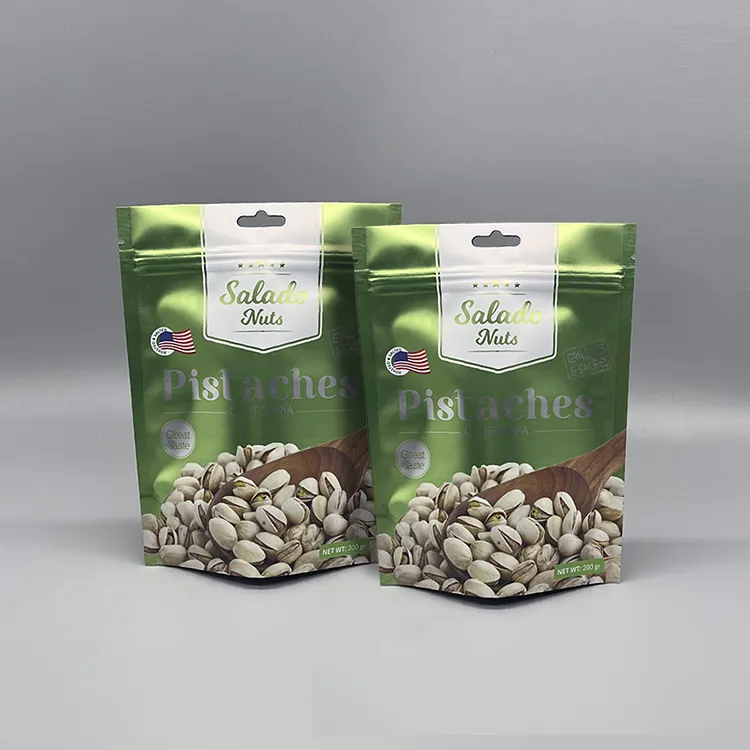 Custom Print Pistachio Nut Resealable Zipper Mylar Bag Dried Fruit Packaging Bags Cashew Nuts Foil Zip Lock Stand Up Pouch