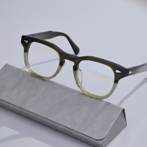 Montures de lunettes carrées rétro faites à la main en acétate, dégradé grain de bois d'olivier, lunettes optiques pour hommes et femmes, style geek chic académique - Product Image 2