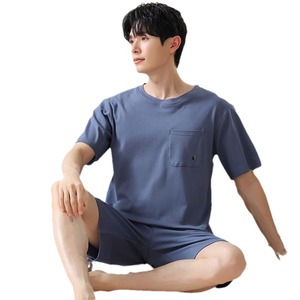 2025 nuovo <span class=keywords><strong>pigiama</strong></span> da <span class=keywords><strong>uomo</strong></span> Cool Set traspirante e comodo Shorts a maniche corte ampio abbigliamento per la casa - Product Image 5