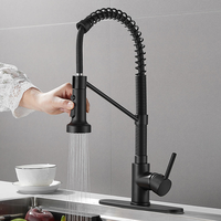 Robinet de cuisine extractible en acier inoxydable noir mat, style USA Canada, sans taches, certifié NSF UPC 61-9, pivotant