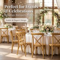 Chaise enfant à dossier croisé en bois massif avec coussin durable pour mariages, événements extérieurs, parcs, restaurants et repas