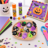 Jouet Squishy en Caoutchouc Souple Thème Halloween Mignon, Jouet Anti-Stress Élastique à Presser pour Enfants et Adultes