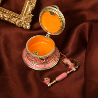 Boîte à bijoux émaillée style téléphone rose peinte à la main en métal, avec charnière, cadeau unique pour la décoration de la maison