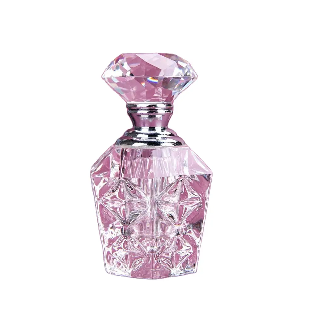 Clear Vintage Portable Crystal Perfume Bottle For Women Square Empty Crystal Perfume Oil Bottle