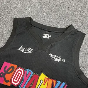 Custom Design Embroidery Logo Different Collar Mesh Basketball Jersey