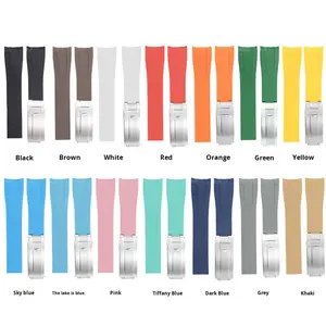 Venta caliente de lujo 20mm impermeable extremo curvo silicona correa de reloj de <span class=keywords><strong>acero</strong></span> inoxidable para cierre de despliegue de correa de reloj - Product Image 1