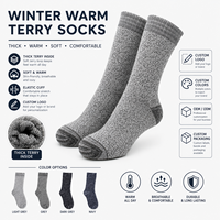 Chaussettes pour hommes en molleton épais et chaud pour l'hiver, style sport, douces, avec logo personnalisé OEM, en stock, avec talon et bout renforcés