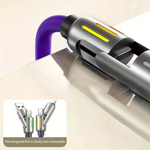 Hot Selling 240W 4 in 1 Charger <b>Cable</b> With LED Breathing Light Indicator 1M 2M Multi USB Type C Silicone <b>Cables</b> for iPhone - Product Image 3