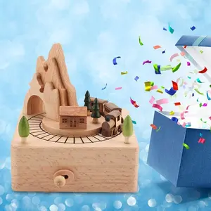 עיצוב מפעל עיצוב-הלוך-גו-עגול עיצוב תעשייתי עץ מסתובב קישוטים קרוסלה חג המולד קישוטי תיבת מוסיקה עץ