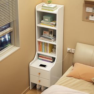 Solid Wood <b>Bedside</b> Table Bookcase With Drawers Storage Rack Bedroom Furniture - Product Image 2