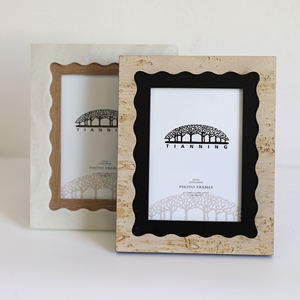 Placage de marbre naturel rustique patiné Surface semblable à la pierre Cadre <span class=keywords><strong>photo</strong></span> en bois de table <span class=keywords><strong>Effet</strong></span> de pierre en détresse classique Ondulé - Product Image 3