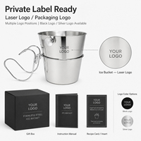Seau à glace en acier inoxydable 3,8 L avec poignée, logo laser personnalisé 304, seau à vin et champagne pour la maison, le bar, les fêtes, vente en gros