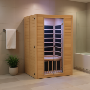 Sauna doméstica de infrarrojos lejanos para 2 personas, de madera, para relajación y confort - Product Image 2