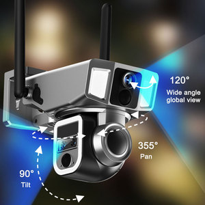 กล้องโซลาร์4MP สามเลนส์4G กล้องไซต์ก่อสร้างกลางแจ้ง10x ซูม4G กล้องโซลาร์ Wi-Fi ติดตามมนุษย์มองเห็นเสียงกลางคืน