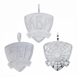 Nouveau Pendentif <span class=keywords><strong>Lettre</strong></span> ABP Tendance Hip Hop 2026 pour Hommes, Zircon 5A Iced Out Bling Shield, Bijoux Pendentifs pour Hommes, Prix de Gros - Product Image 5