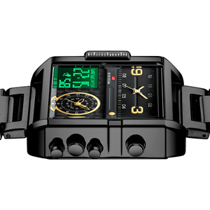 นาฬิกาดิจิตอลมัลติฟังก์ชั่นทรงสี่เหลี่ยมจอแสดงผลคู่ควอตซ์เคลื่อนไหว LED กันน้ำนาฬิกาข้อมือกีฬา - Product Image 5