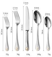 Élégant style européen en acier inoxydable doré brillant 18-10 304 #   Ensemble de couverts durables et résistants, compatibles lave-vaisselle, cuillère robuste