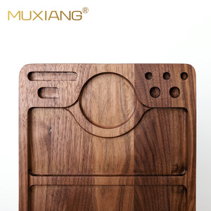 MUXIANG Wood Cigarette Rolling Tray 30x20cm Black Walnut Tobacco Tray With Compartment For Smoking Accessories - Product Image 3