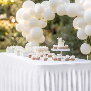 White Elastic Stretch <b>Table</b> <b>Cover</b> <b>Outdoor</b> Ruffled Wedding Spandex <b>Table</b> Skirt - Product Image 4