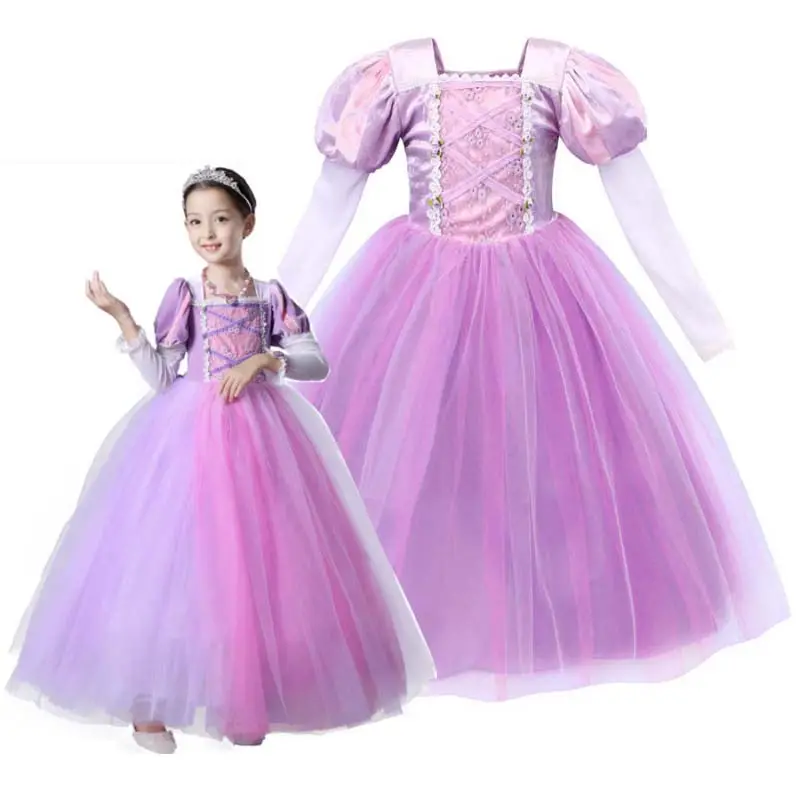 Niños cumpleaños carnaval FIESTA DE Halloween ropa elegante para niñas princesa Rapunzel venta al por mayor disfraces de princesa