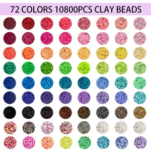 Clay Flat Beads 72 Color 10800pcs Colorful Flat Round Polymer Clay Bead Diy Hand Craft Clay Heishi Beads Soft Clay Beads For Bracelet Making Kit