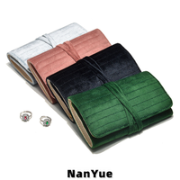 Sac de rangement pliable en velours pour bijoux, étui de voyage portable, pochette à bijoux pliable, sac de rangement pour bijoux avec logo personnalisé, vente en gros