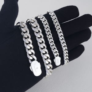 Серебряная цепочка из нержавеющей стали, 8 мм, 316L, 925, из стерлингового серебра, толстое Гипоаллергенное ожерелье для мужчин и женщин - Product Image 2