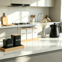Bocaux de cuisine hermétiques écologiques de grande capacité pour grains de café et sucre, à poser sur le comptoir