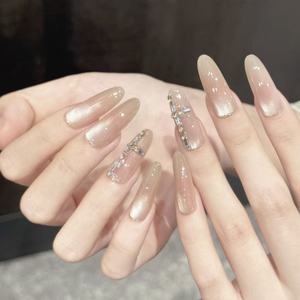 Uñas Postizas Largas Almendradas Pintadas a Mano 2026, con Diseño Floral, Alto Brillo, Reutilizables, <span class=keywords><strong>Puntas</strong></span> de Manicura, Uñas Artificiales a Presión - Product Image 2