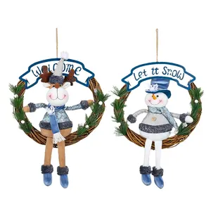EAGLEGIFTS Wooden Craft Snowman Reindeer Christmas Rree Pendent Xmas Party Door Wall Hanging Felt Christmas Ornament