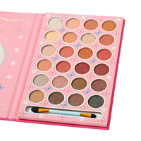 IGOODCO Palette de fards à paupières scintillants et imperméables 24 couleurs, motif fille de dessin animé, multifonctionnelle en forme de livre, pour carnations claires IG3122